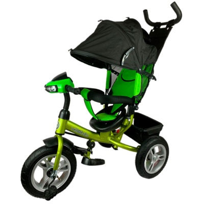 Велосипед трёхколесный с ручкой Солнце для малышей Рыжий кот ВЛ-0620 зеленый 1